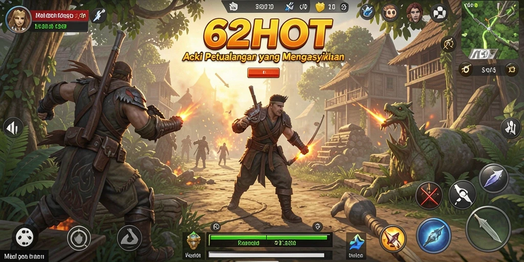 Tampilan aksi menegangkan dalam gameplay 62HOT yang memikat.