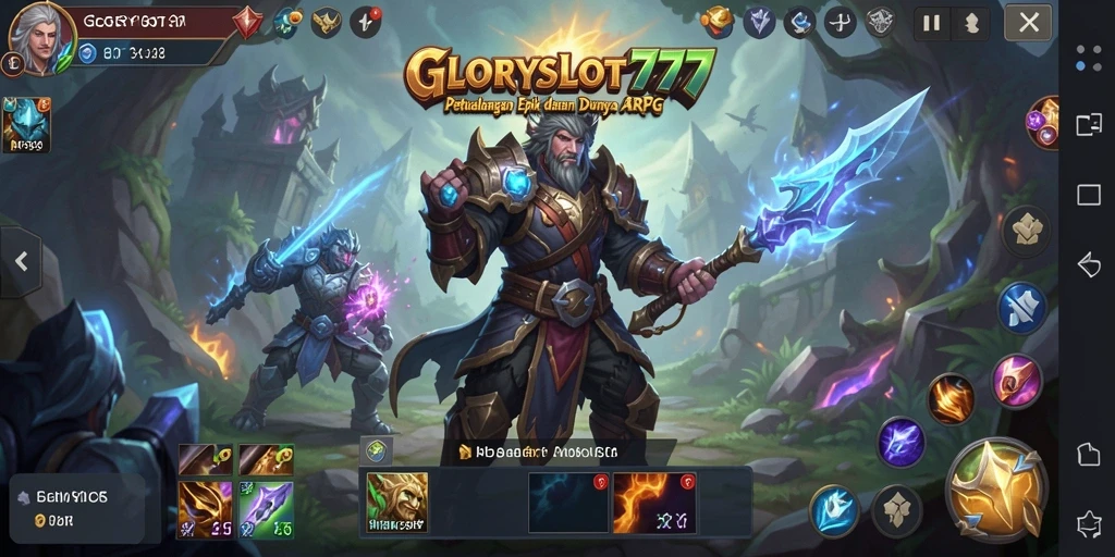 Tampilan gameplay epik dalam GLORYSLOT777 yang menampilkan pertarungan karakter.