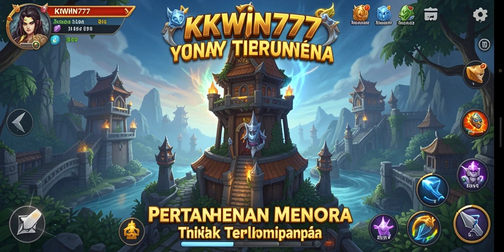 Tampilan menara dan musuh dalam permainan Tower Defense yang menarik.
