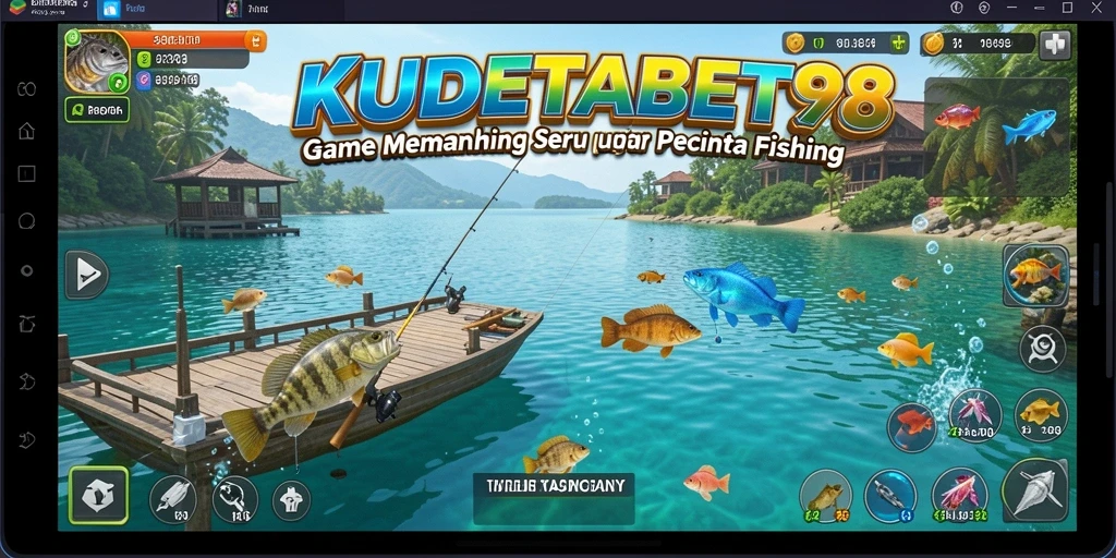 Screenshot gameplay KUDETABET98 menunjukkan momen seru saat menangkap ikan.