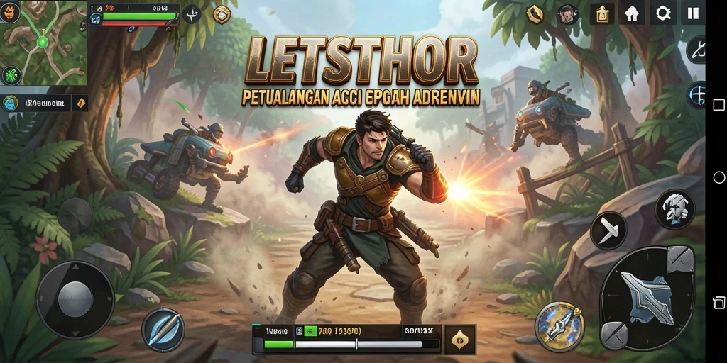 Tampilan gameplay LETSTHOR yang penuh aksi dan adrenalina