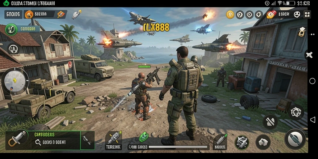 Tampilan layar gameplay OLX888 yang menegangkan dan strategis.