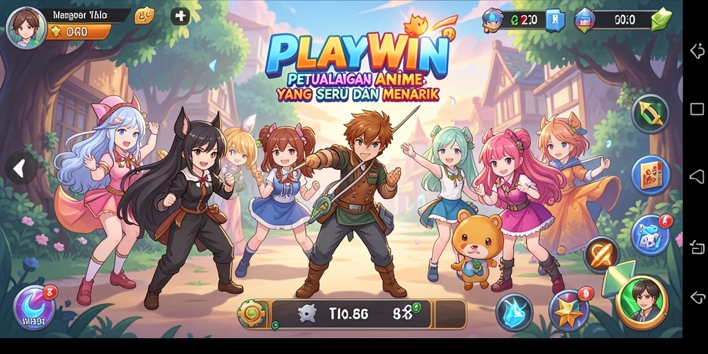 Tampilan gameplay seru di dunia Anime yang penuh warna.