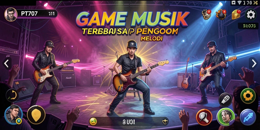 Tampilan screenshot gameplay PT707 yang menampilkan pengguna berinteraksi dengan musik.