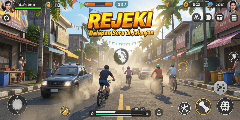 Tampilan gameplay balapan seru di REJEKI.