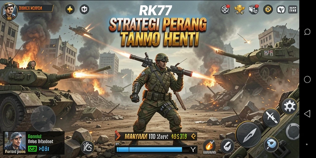 Tampilan gameplay RK77 yang mendebarkan dan strategis.