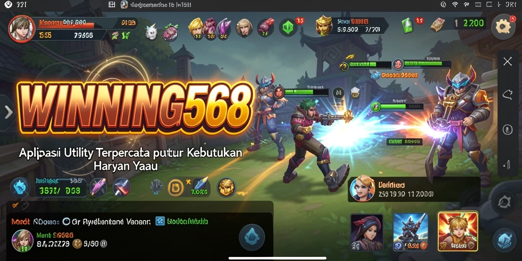 Tampilan aplikasi WINNING568 dengan berbagai fitur Utility yang bermanfaat.