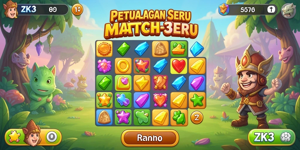 Tampilan gameplay ZK3 yang menawan dan penuh warna dalam match-3.